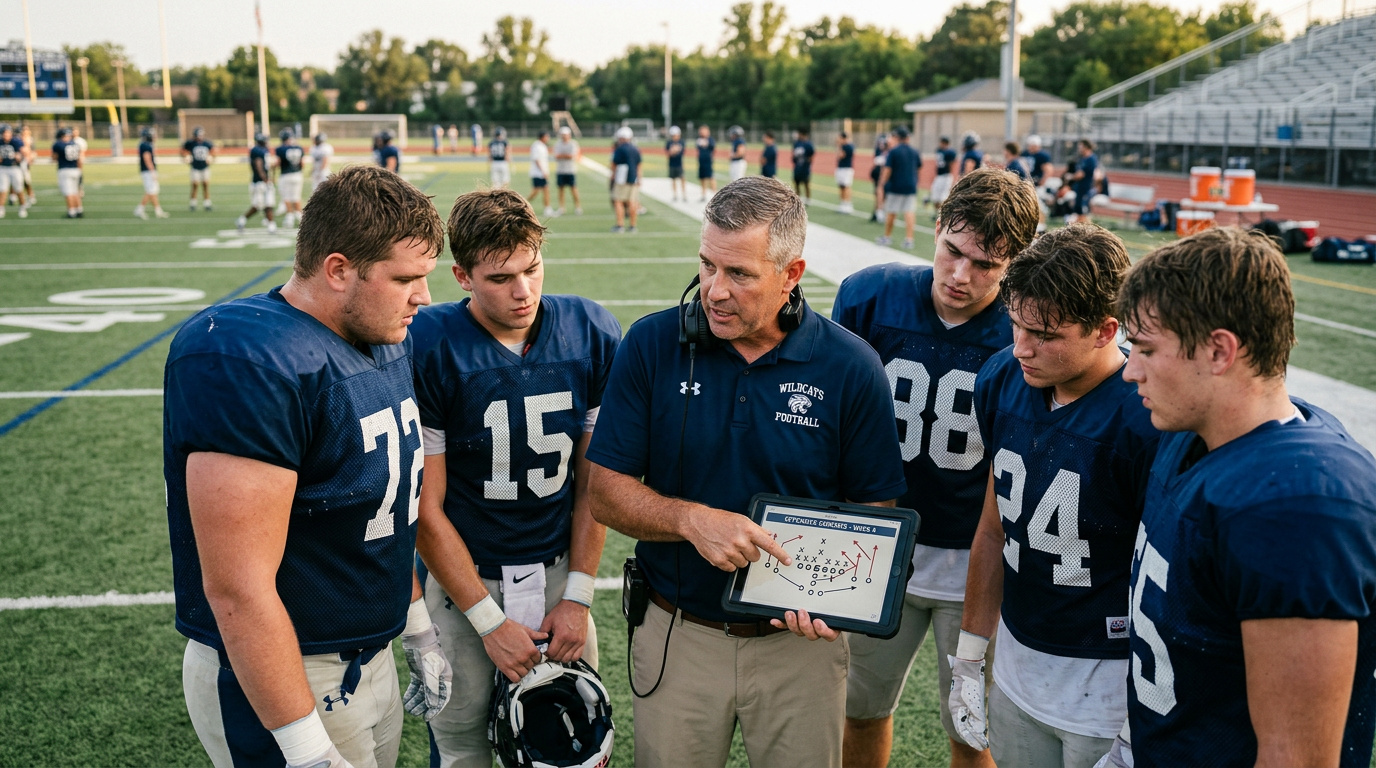 Coaching showing labrador football plays