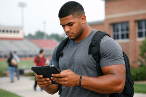 player using labrador football lab plays